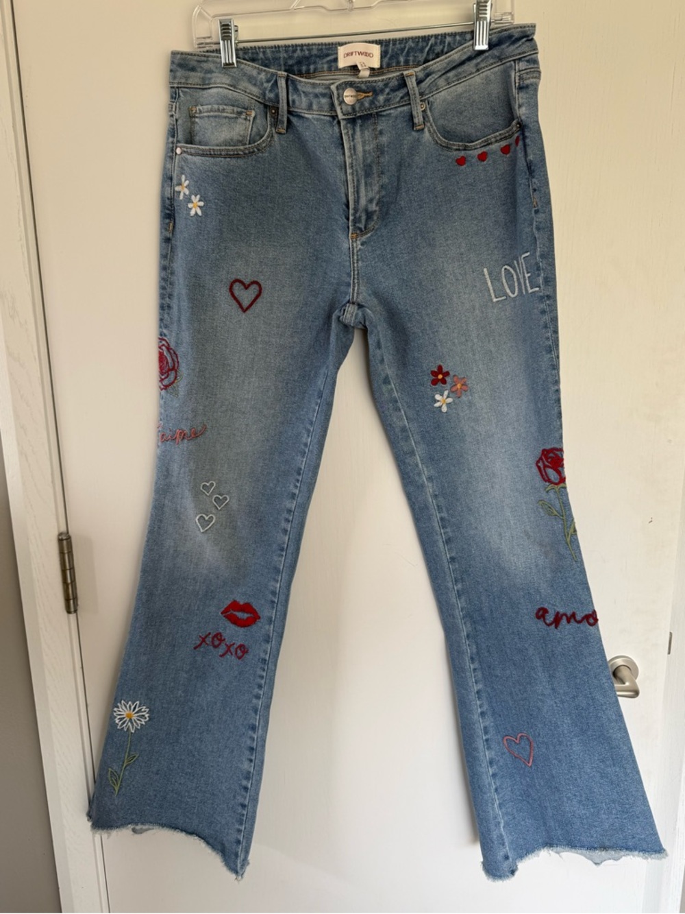 DRIFTWOOD Light Blue Embroidered Flare Jeans